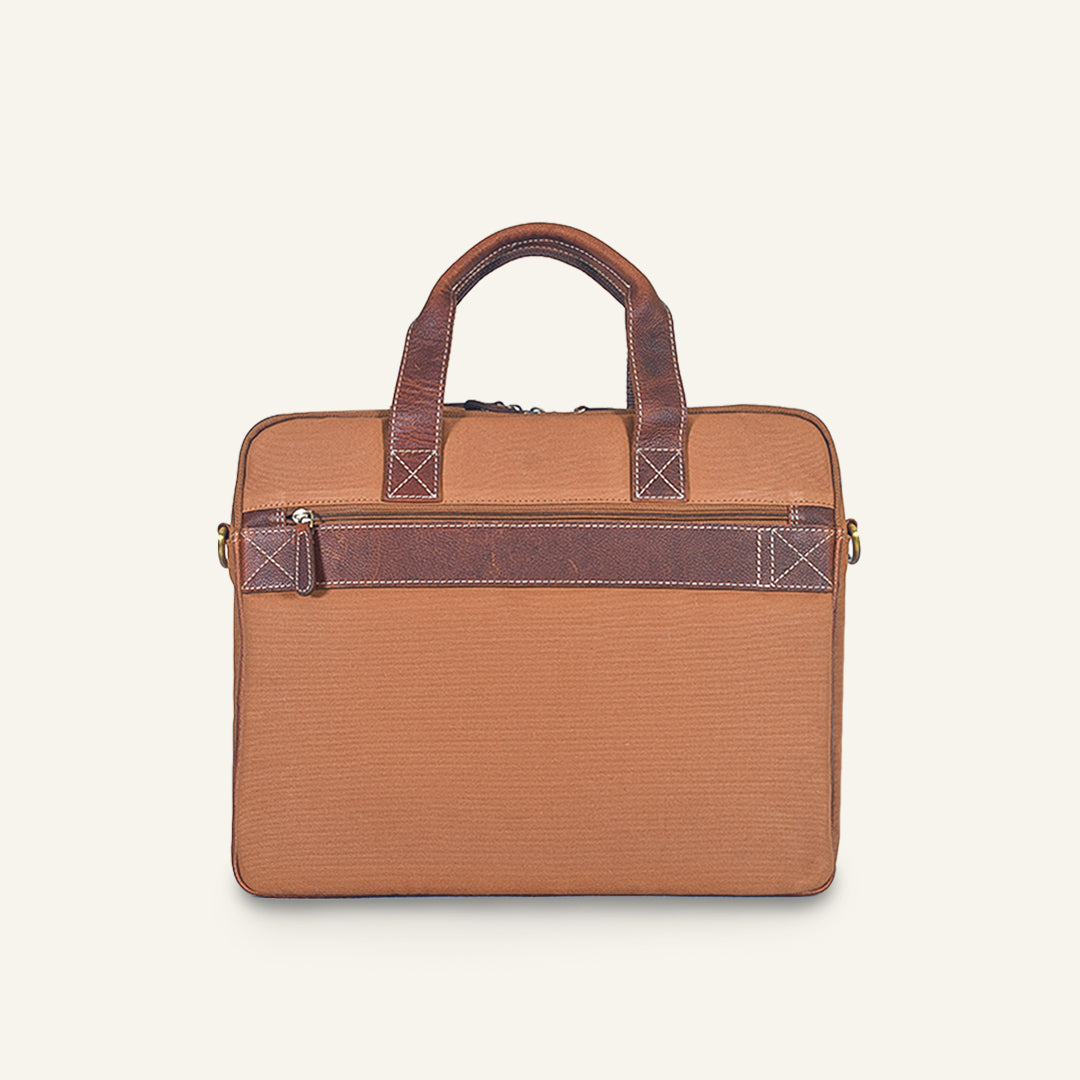 Coder - Khaki Canvas Tan Leather Laptop Bag