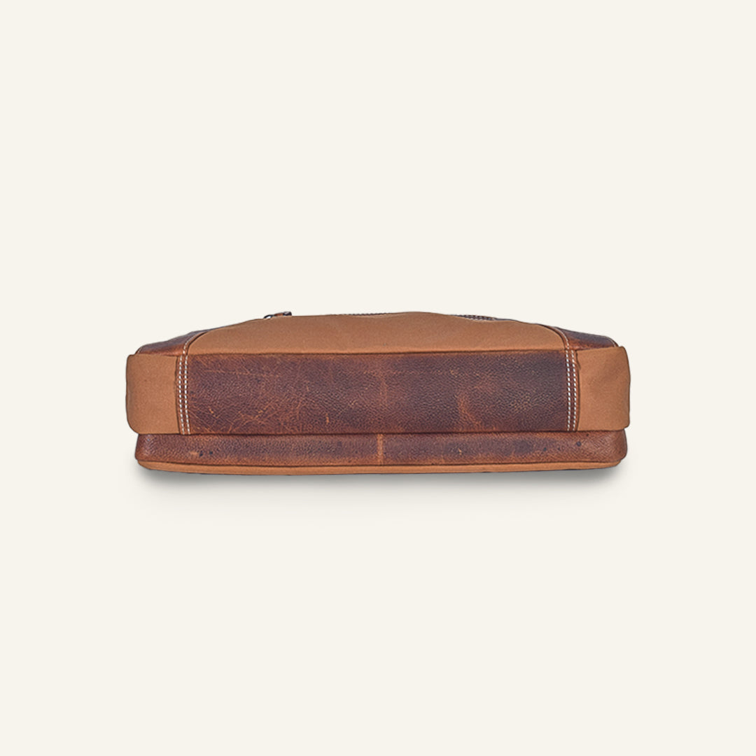 Coder - Khaki Canvas Tan Leather Laptop Bag