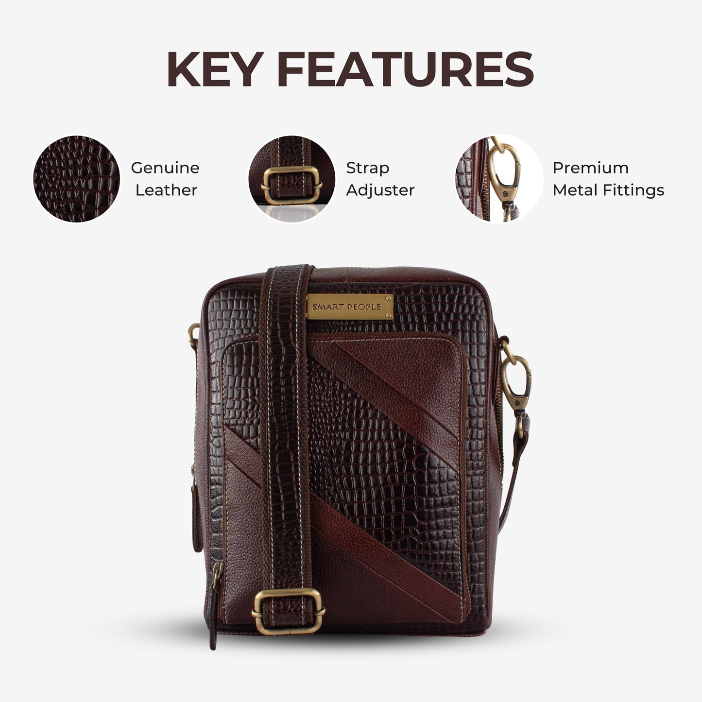 Stride - Brown Leather Crossbody Bag