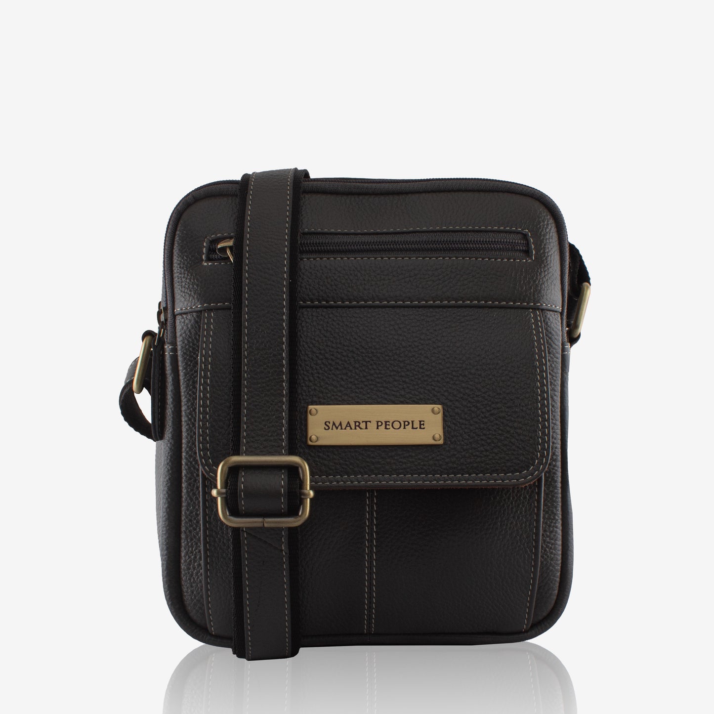 Leo - Grey Leather Crossbody Bag