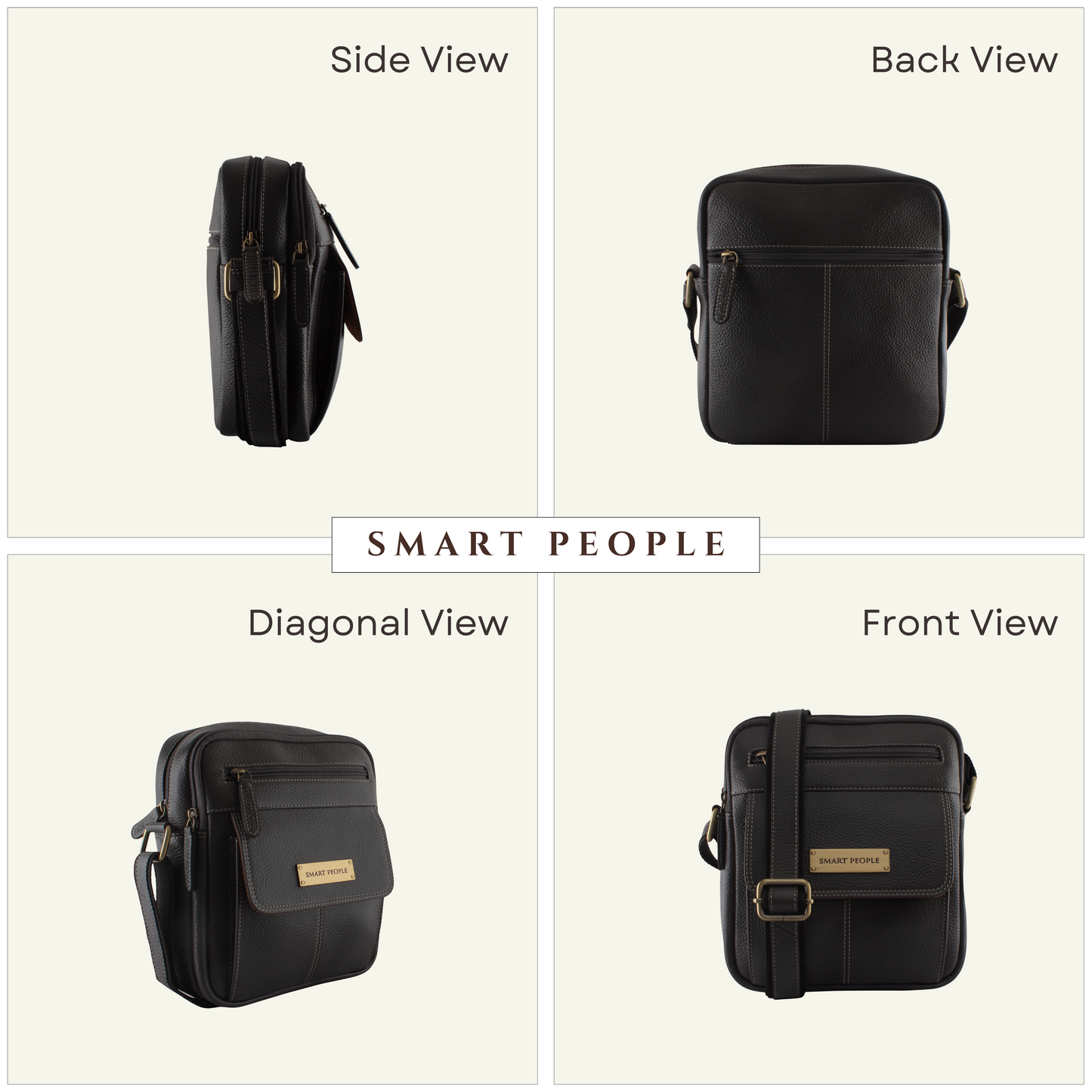 Leo - Grey Leather Crossbody Bag