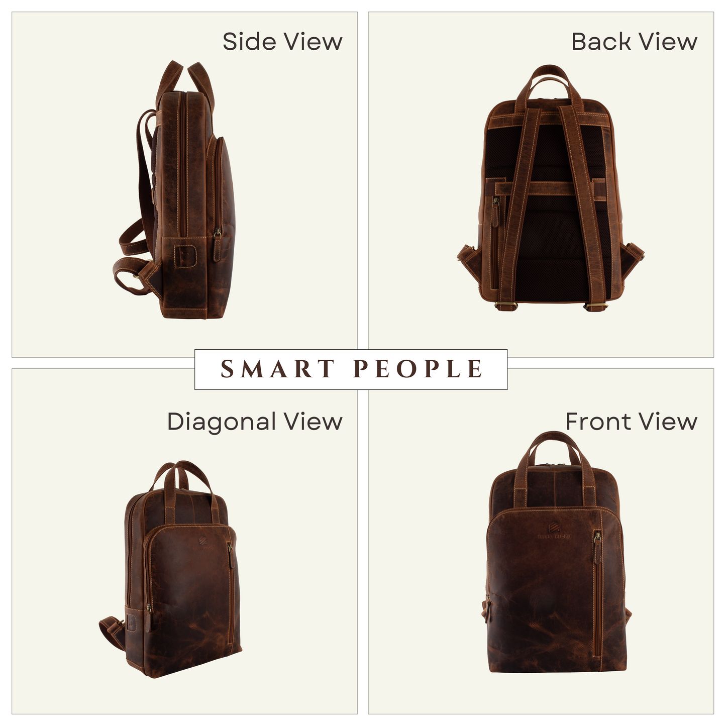 Sharq - Tan Hunter Genuine Leather Backpack for Men | Fits 14/15/16 Inch Laptop/MacBook