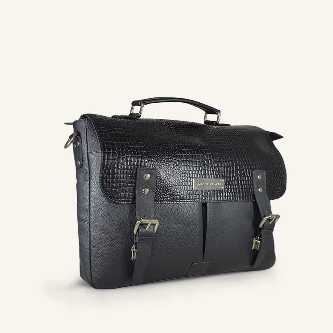 Innovator - Black Leather Laptop Bag