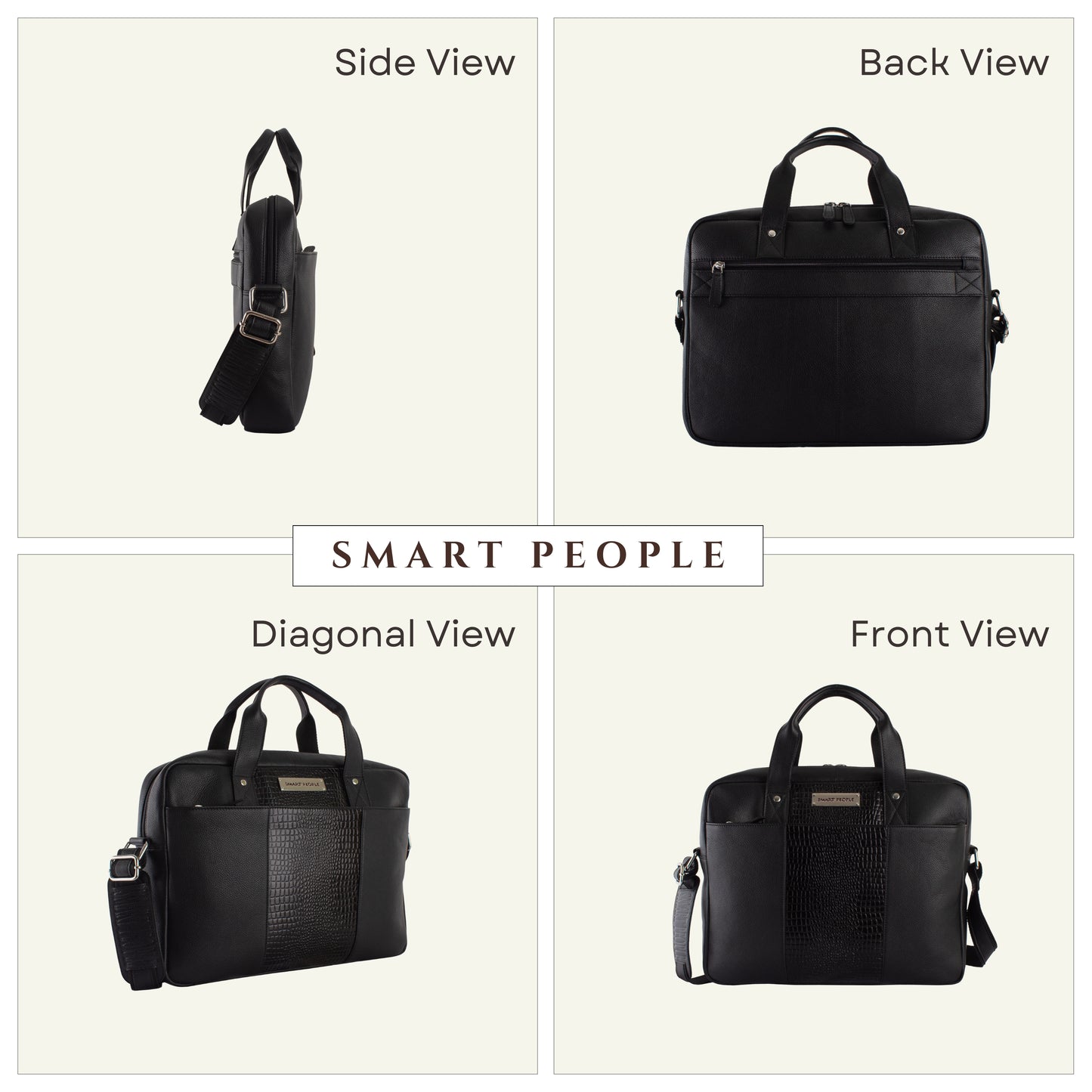 Legend - Croco Black Genuine Leather Laptop Bag for Men | Fits 14/15/16 Inch Laptop/MacBook
