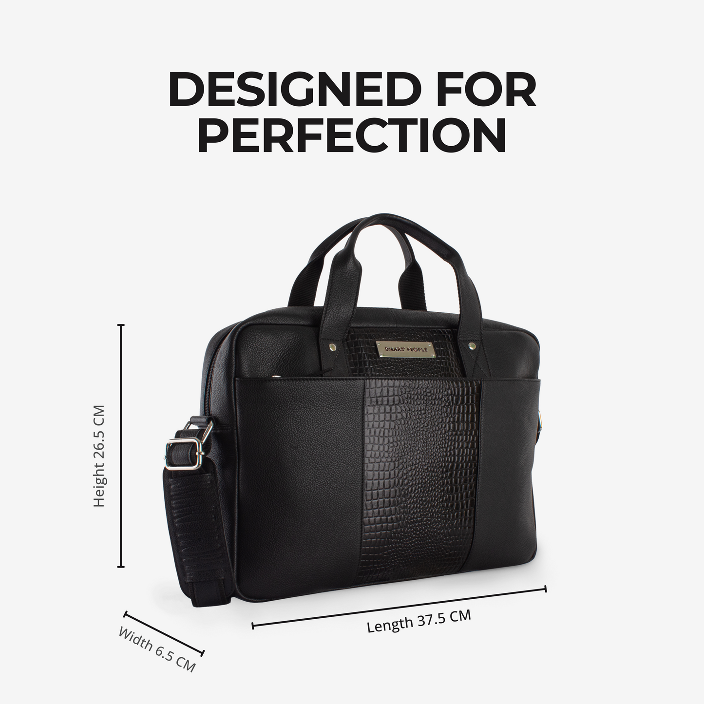 Legend - Croco Black Genuine Leather Laptop Bag for Men | Fits 14/15/16 Inch Laptop/MacBook