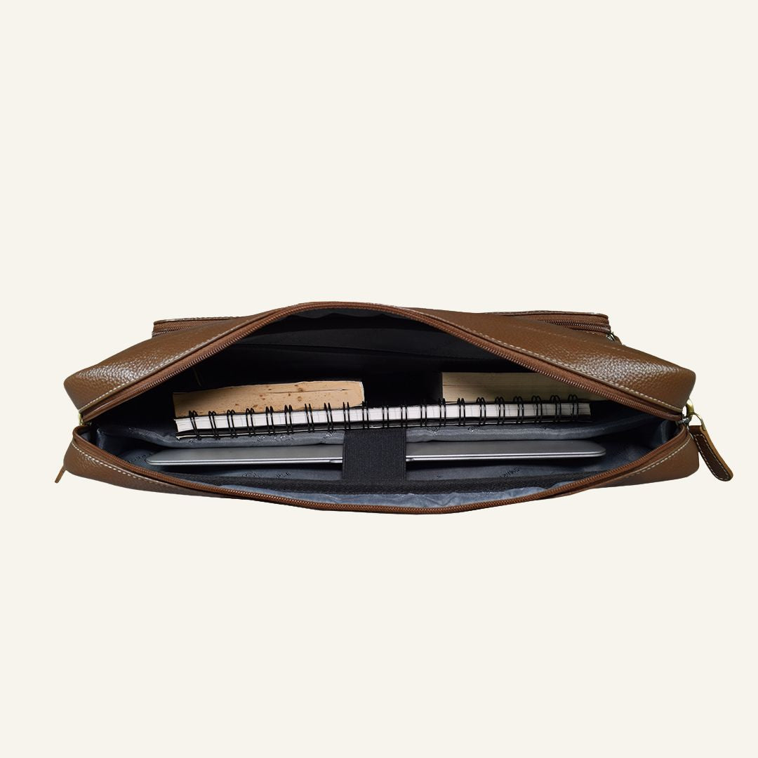 Auditor - Brushwood Leather Laptop Bag