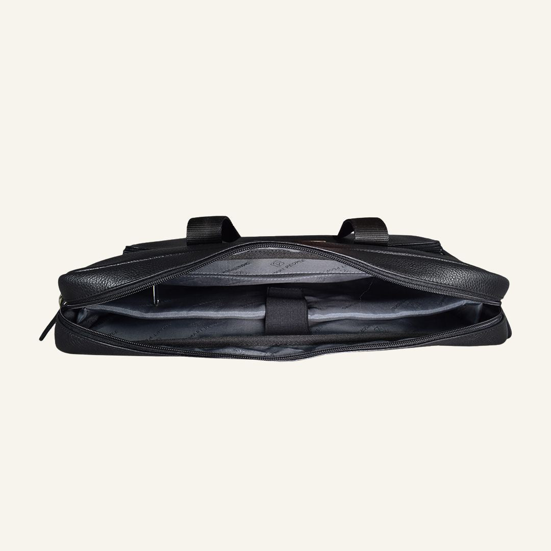 Auditor - Black Leather Laptop Bag