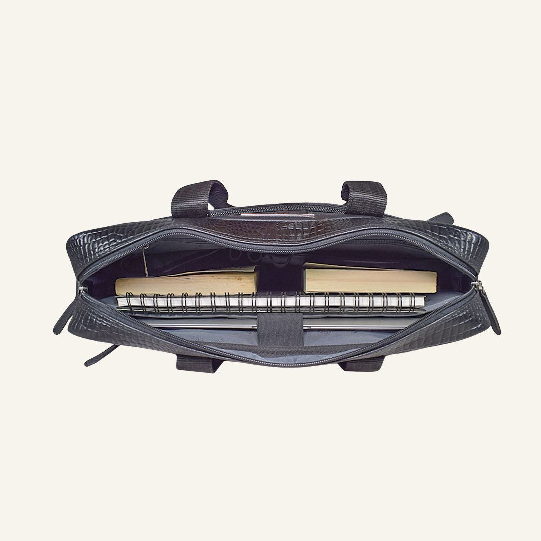 Banker - Black Leather Laptop Bag