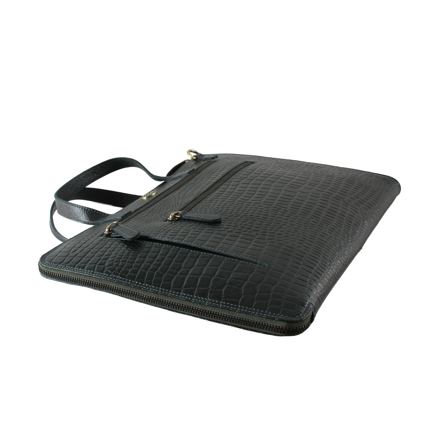SlimVault Green Genuine Leather Laptop Bag Sleeve | Fits 13/14/15 Inch Laptop/MacBook