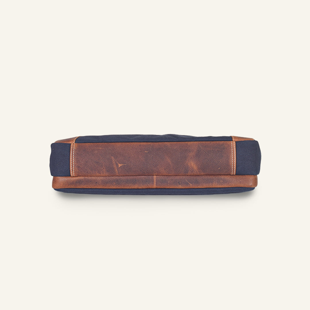 Coder - Navy Canvas Tan Leather Laptop Bag