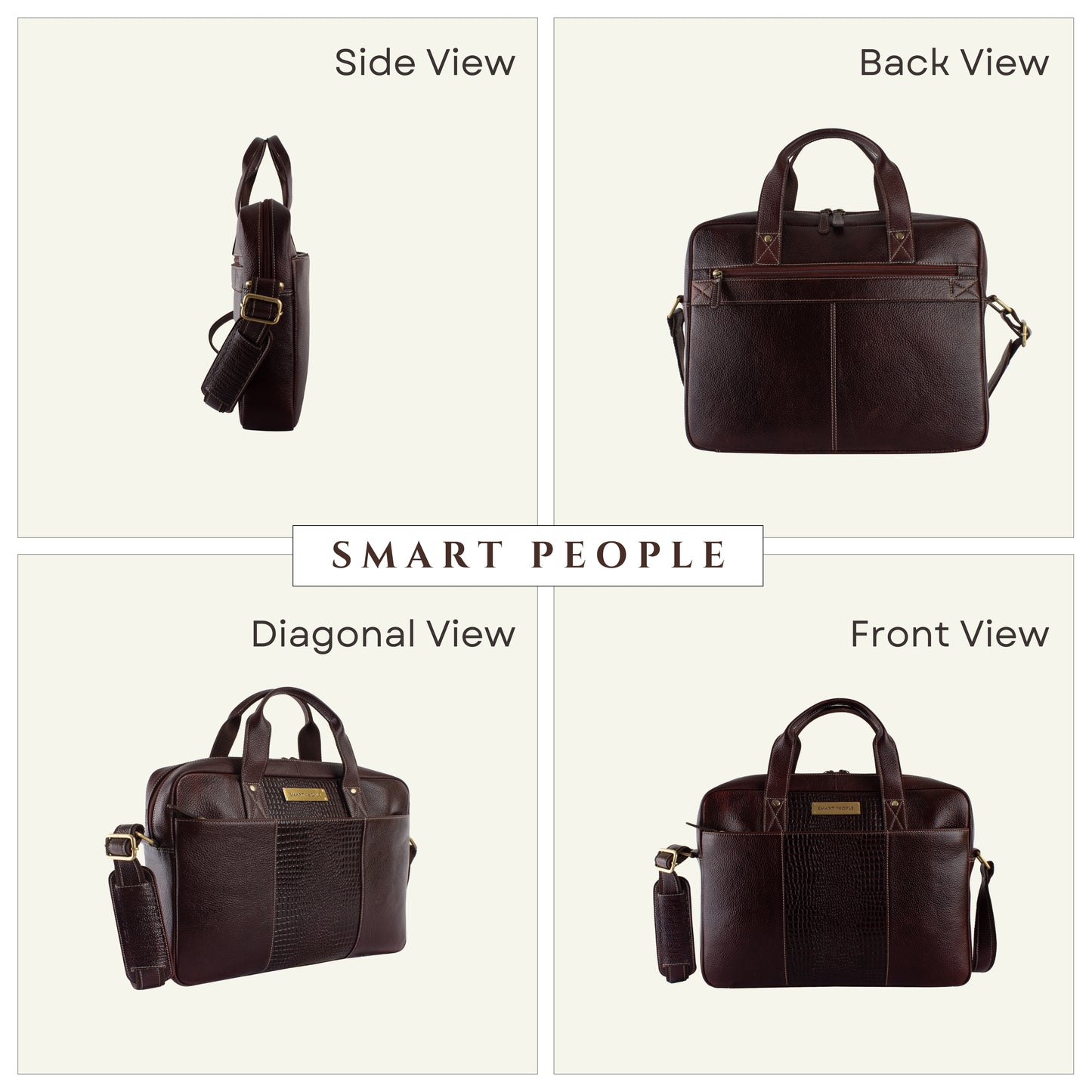 Legend - Croco Brown Genuine Leather Laptop Bag for Men | Fits 14/15/16 Inch Laptop/MacBook