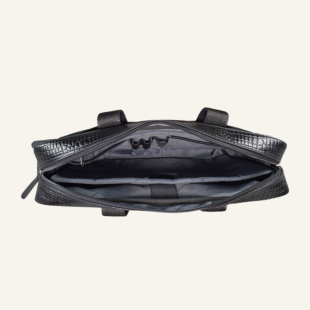Banker - Black Leather Laptop Bag