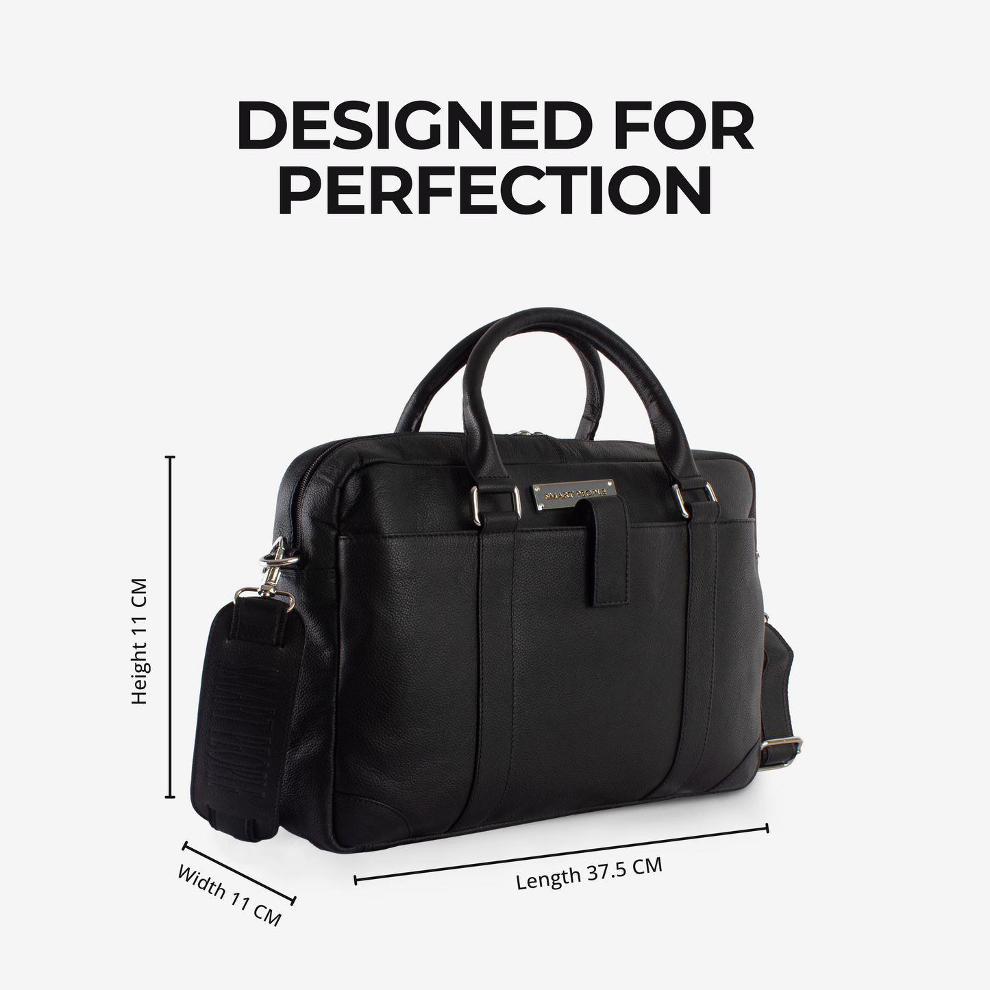 Executive - Black Genuine Leather Laptop Bag for Men | Fits 14/15/16 Inch Laptop/MacBook