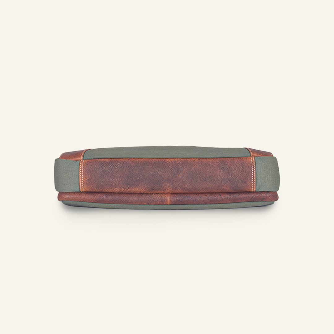 Coder - Dark Green Canvas Tan Leather Laptop Bag