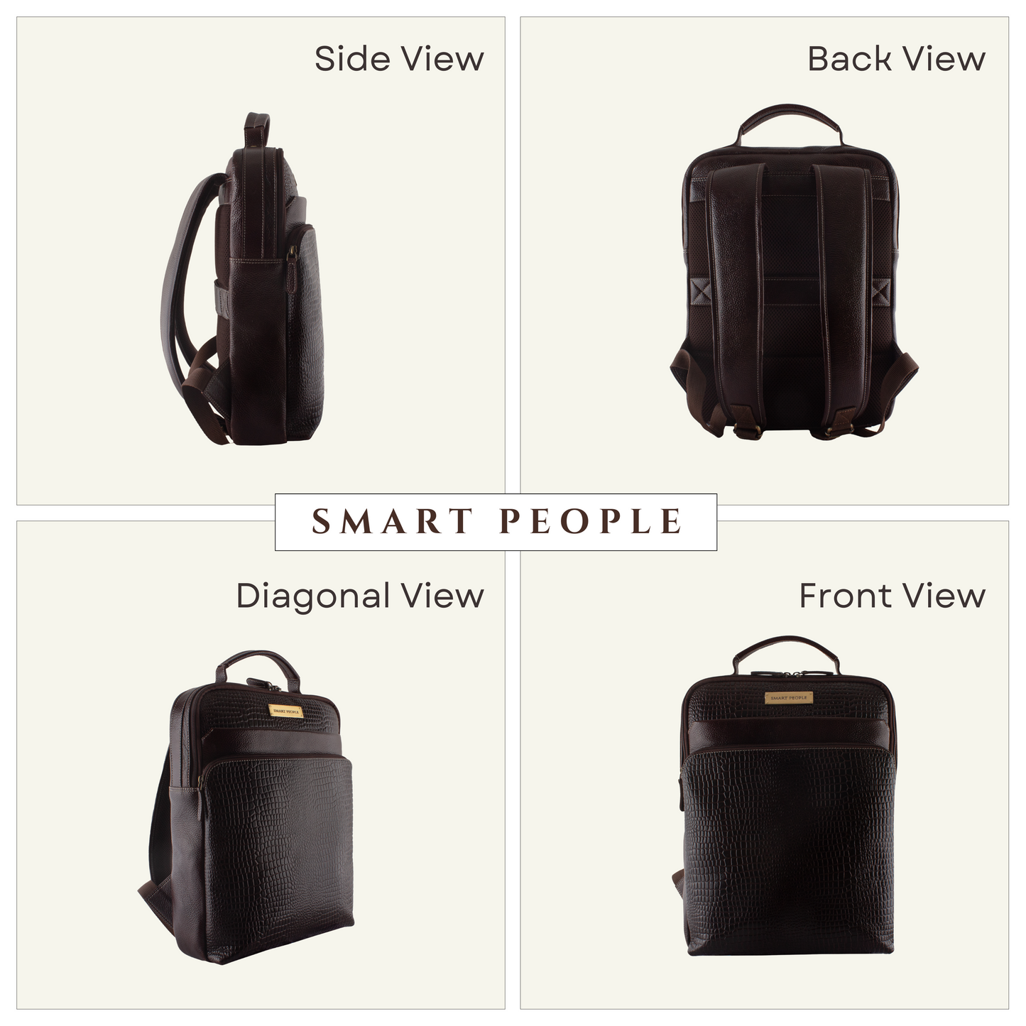 Avion - Croco Brown Genuine Leather Backpack for Men | Fits 14/15/16 Inch Laptop/MacBook
