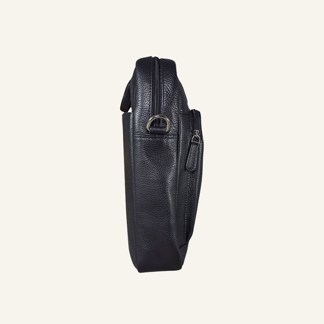 Auditor - Black Leather Laptop Bag