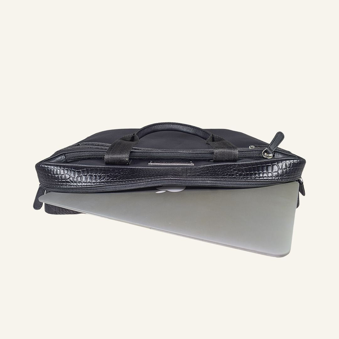 Banker - Black Leather Laptop Bag