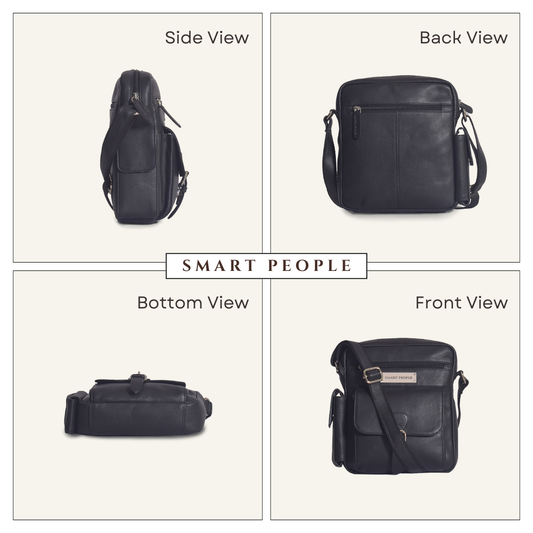 Explorer - Black Leather Crossbody Bag