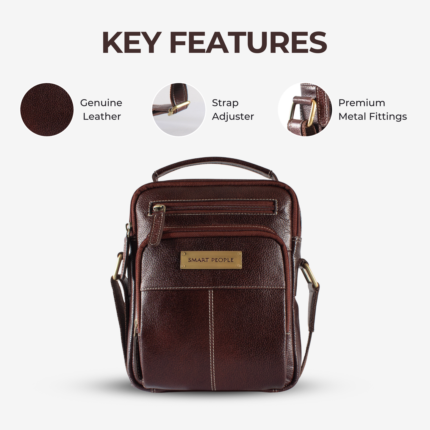 Axis - Brown Leather Crossbody Bag