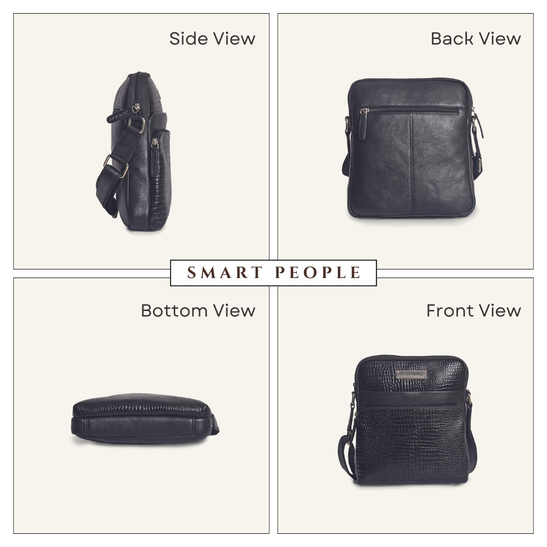 Voyager - Black Leather Crossbody Bag