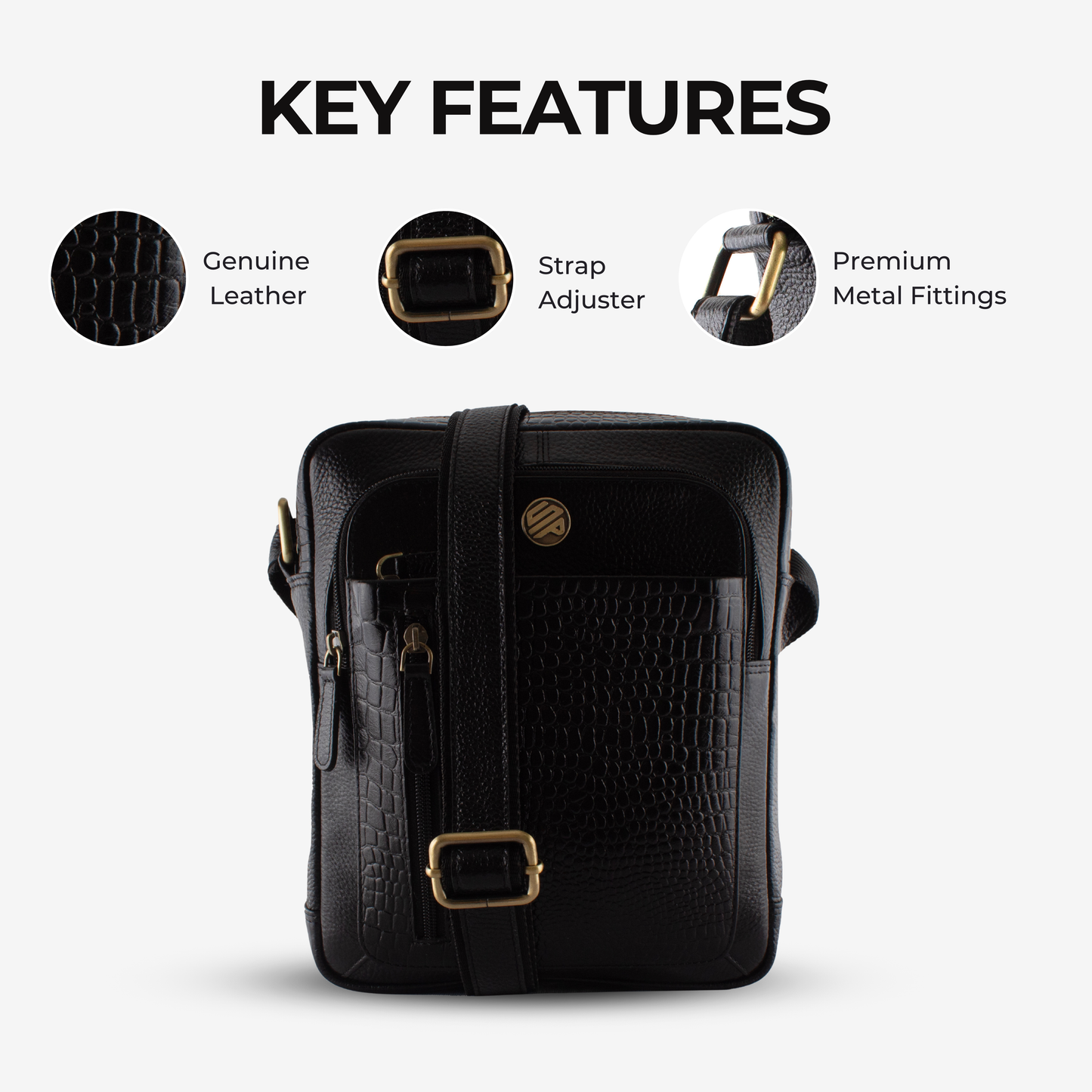 Zenith - Black Leather Crossbody Bag