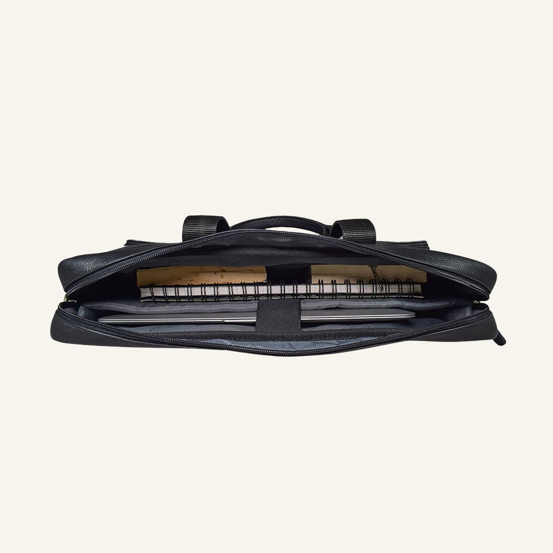 Auditor - Black Leather Laptop Bag