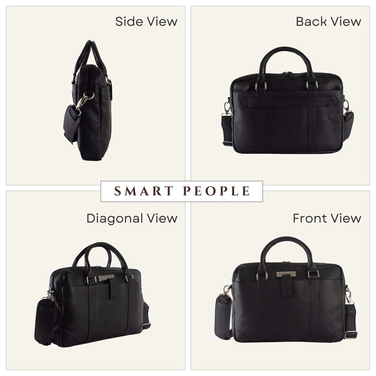 Executive - Black Genuine Leather Laptop Bag for Men | Fits 14/15/16 Inch Laptop/MacBook