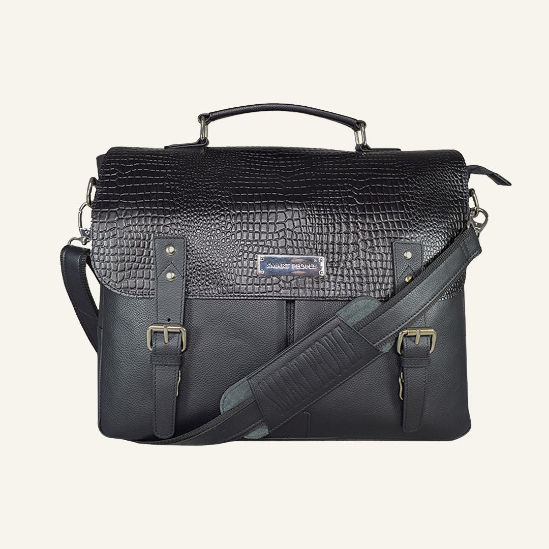 Innovator - Black Leather Laptop Bag