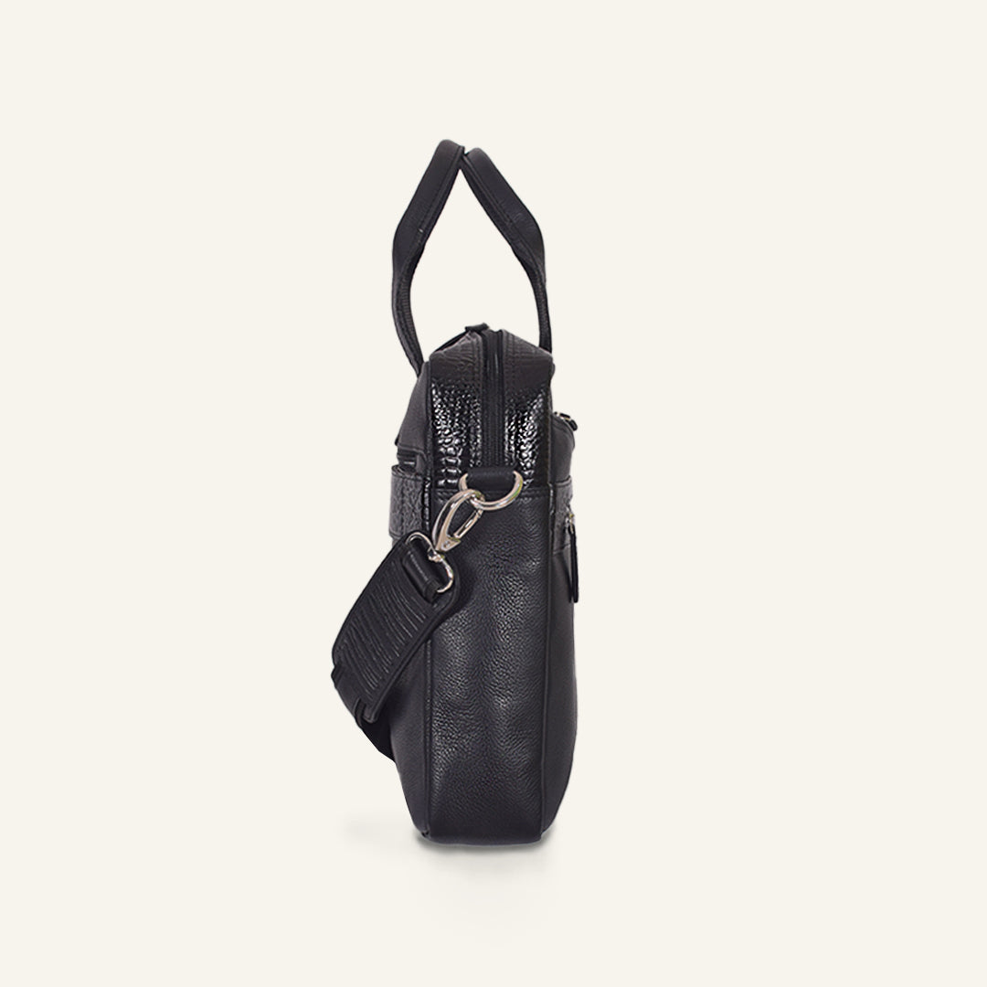 Banker - Black Leather Laptop Bag