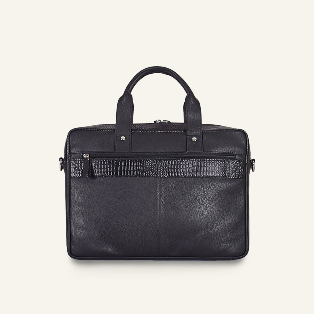 Banker - Black Leather Laptop Bag