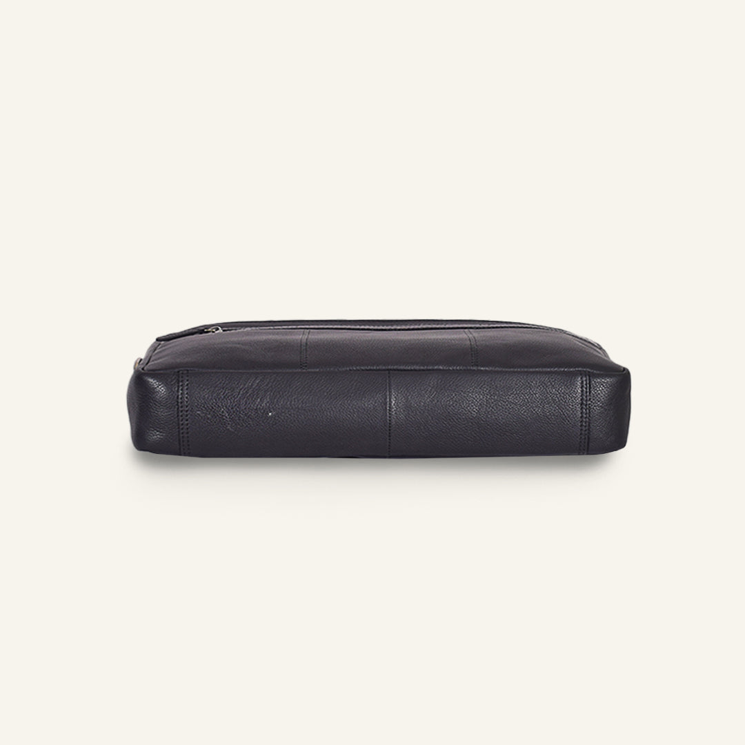 Banker - Black Leather Laptop Bag