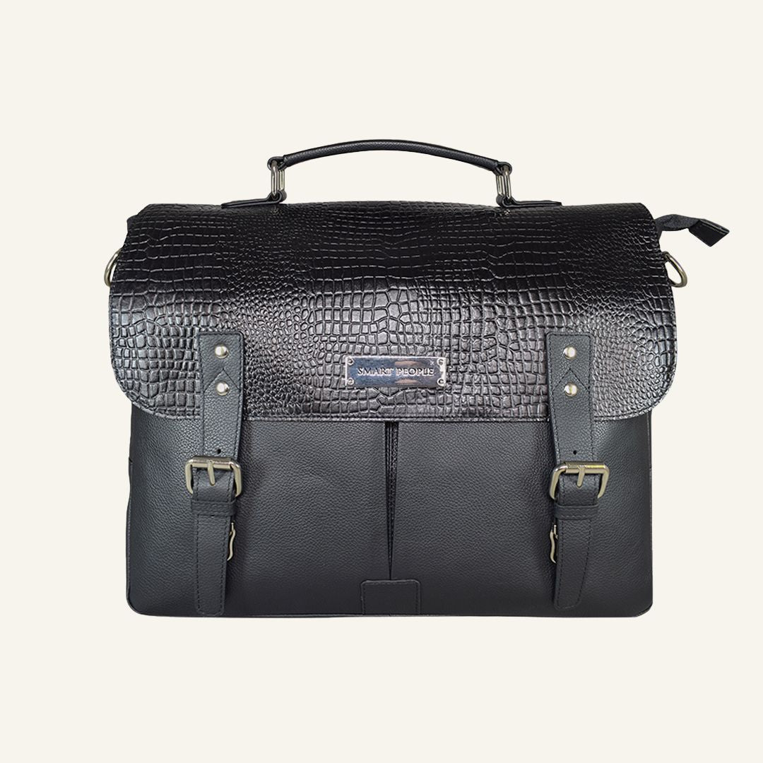 Innovator - Black Leather Laptop Bag
