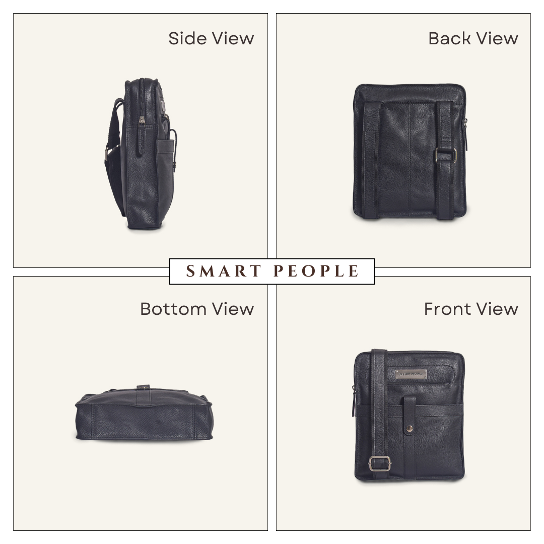 Adventurer - Black Leather Crossbody Bag