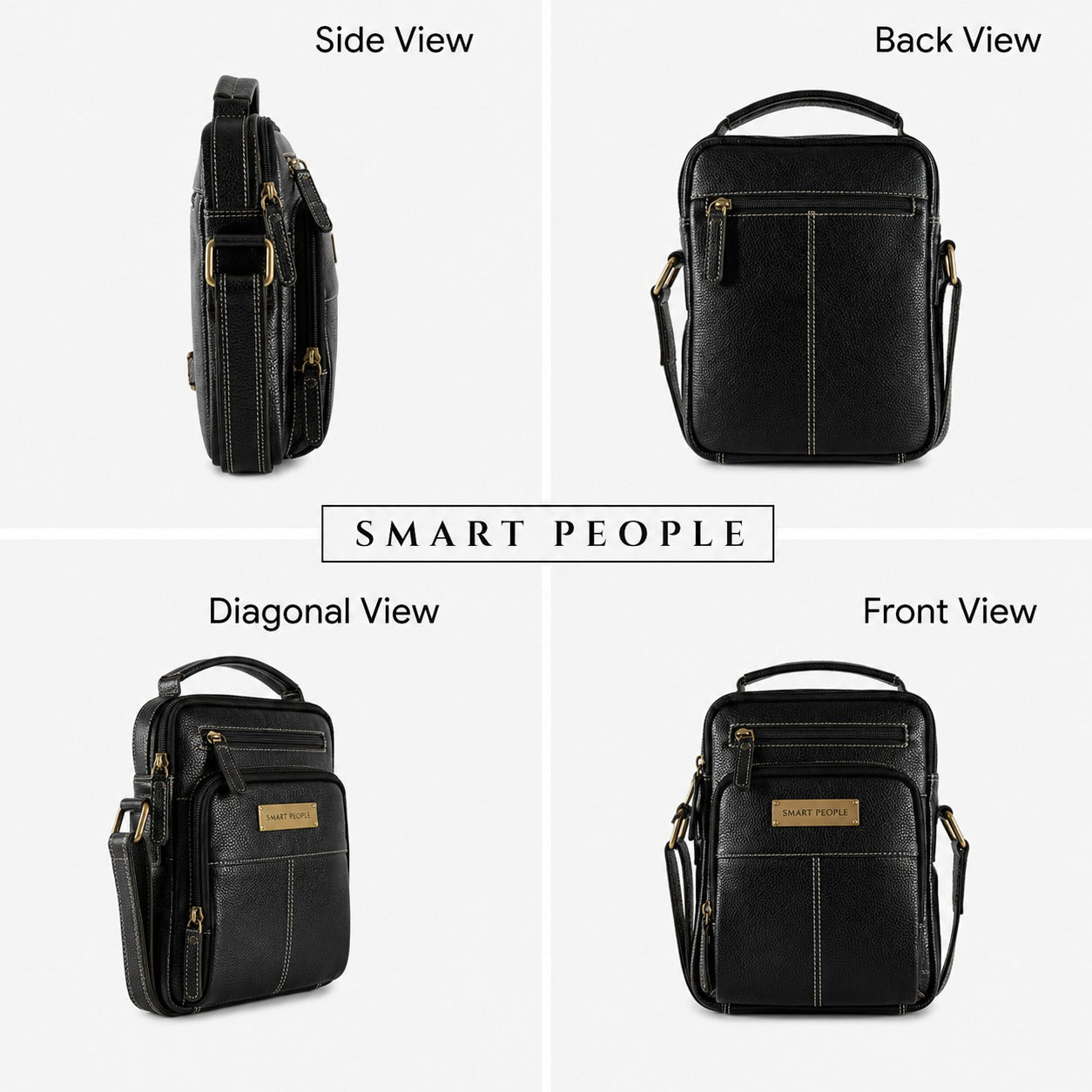 Axis - Black Leather Crossbody Bag