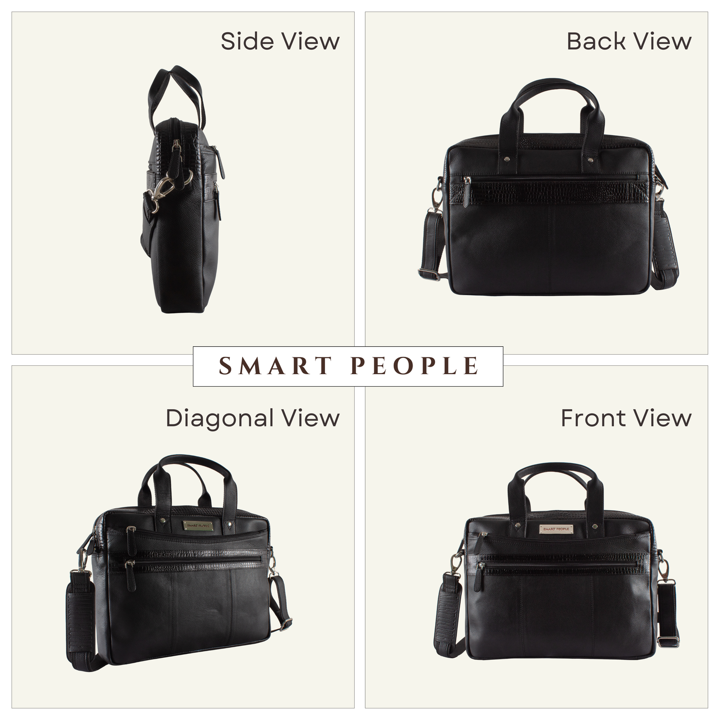 banker black leather laptop bag