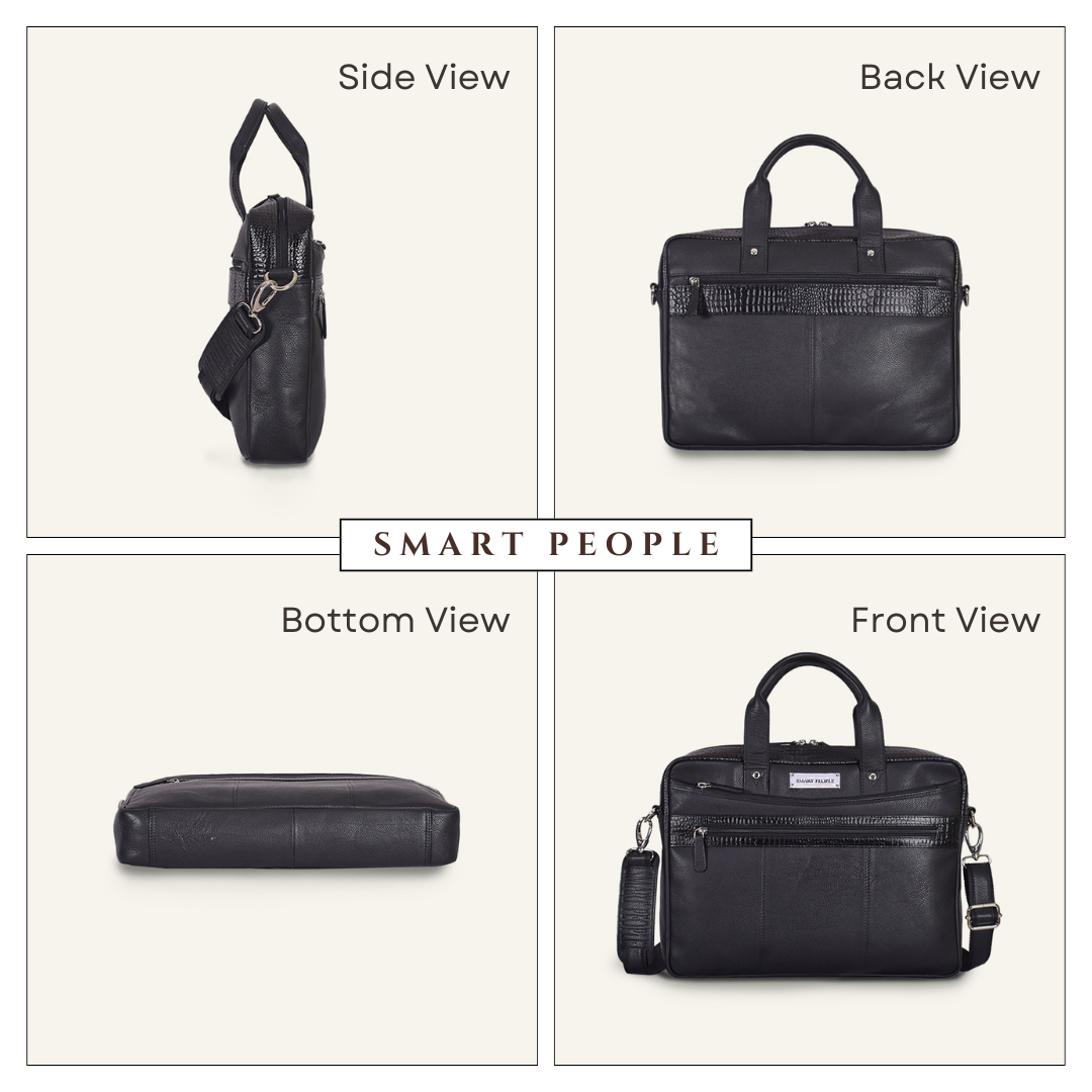 Banker - Black Leather Laptop Bag
