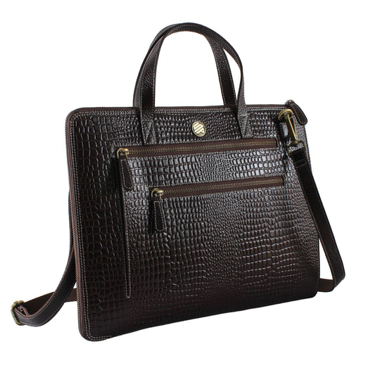 SlimVault Brown Genuine Leather Laptop Bag Sleeve | Fits 13/14/15 Inch Laptop/MacBook