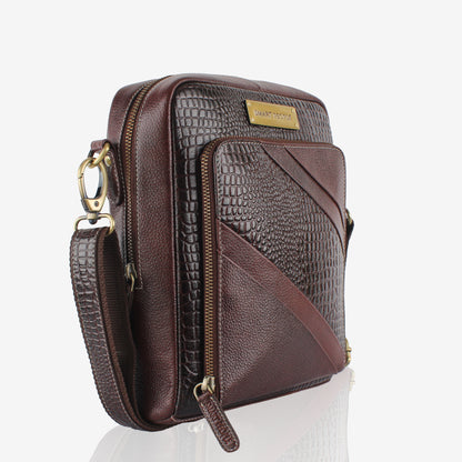 Stride Brown Genuine Leather Crossbody Bag for Men | Smart People India