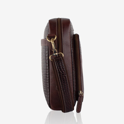 Stride Brown Genuine Leather Crossbody Bag for Men – Side View | Smart People India