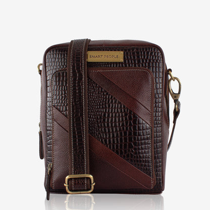 Stride Brown Genuine Leather Crossbody Bag for Men – Back View | Smart People India