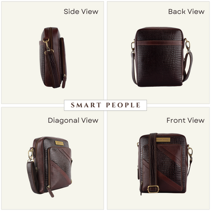 Stride Brown Genuine Leather Crossbody Bag for Men – Dimensions | Smart People India