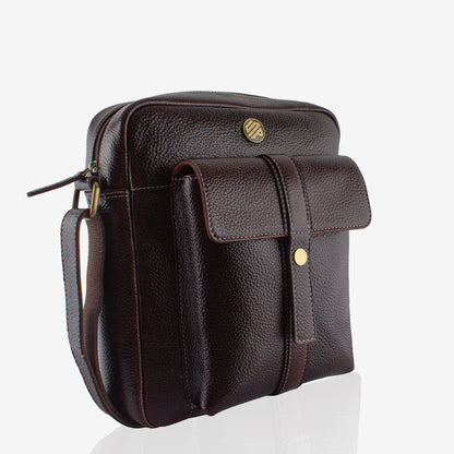 Naumy Brown Genuine Leather Crossbody Bag for Men | Smart People India