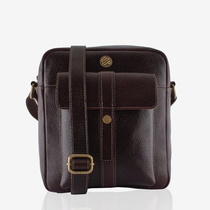 Naumy Brown Genuine Leather Crossbody Bag for Men – Side View | Smart People India