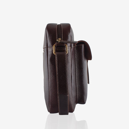 Naumy Brown Genuine Leather Crossbody Bag for Men – Back View | Smart People India