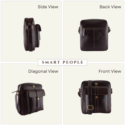 Naumy Brown Genuine Leather Crossbody Bag for Men – Dimensions | Smart People India