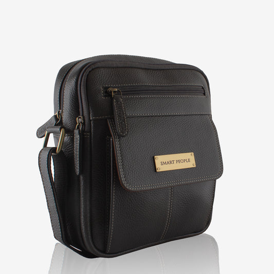 Leo - Grey Leather Crossbody Bag