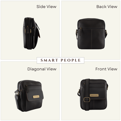 Leo - Grey Leather Crossbody Bag