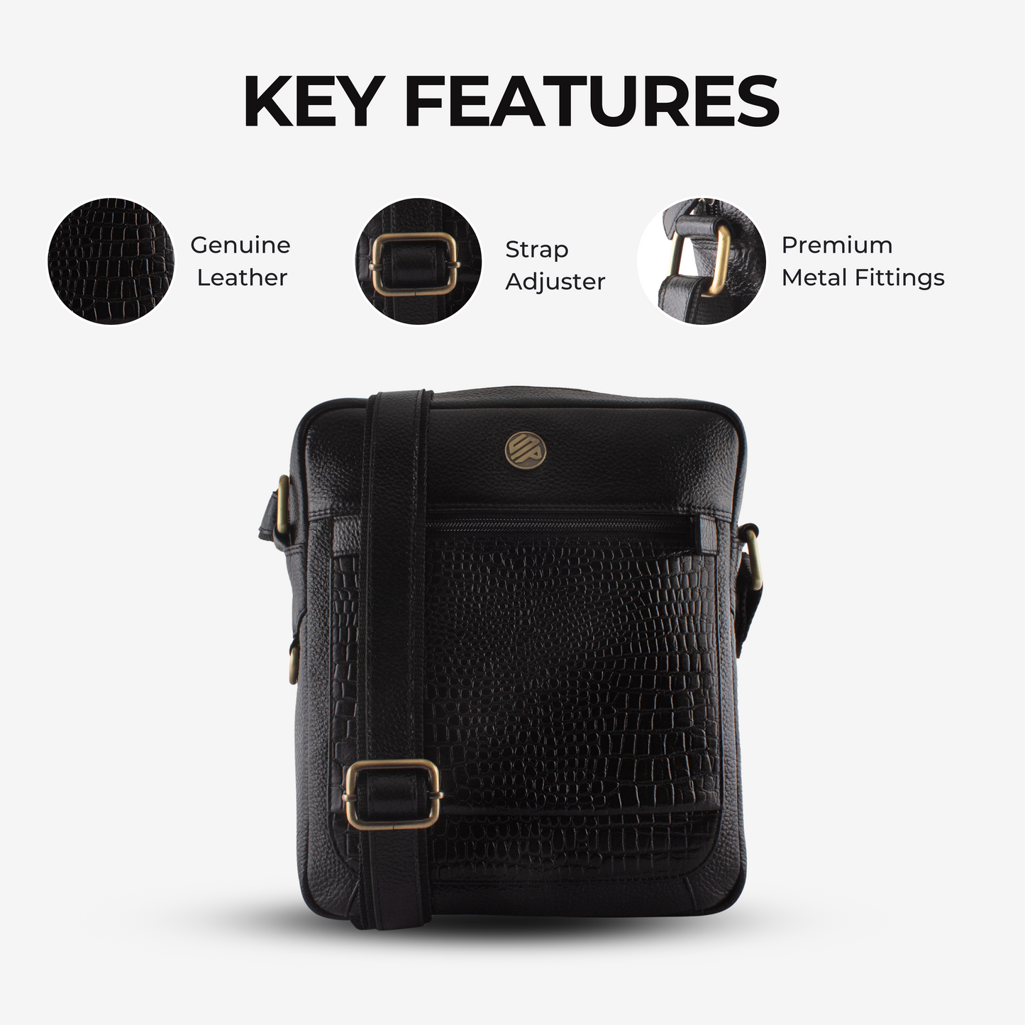 Supra - Black Croco Leather Crossbody Bag