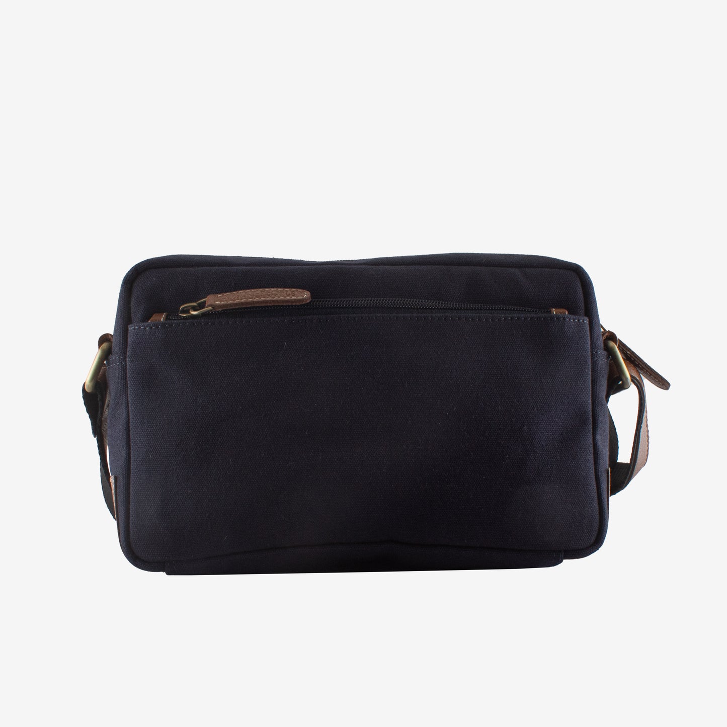 Sam - Navy Blue Canvas Brown Leather Crossbody Bag