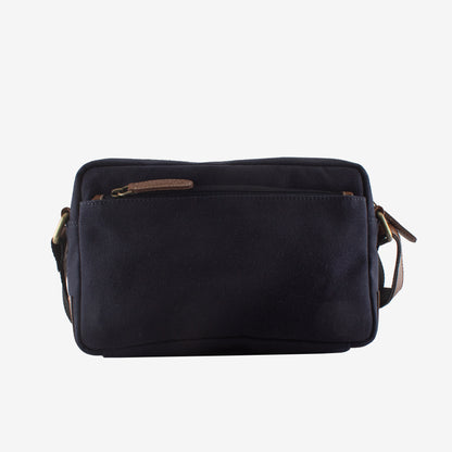Sam Navy Blue Canvas Brown Leather Crossbody Bag for Men – Interior View | Smart People India